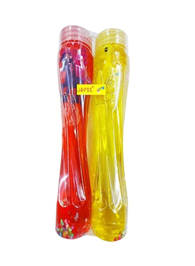 JAPSI Unicorn Glitter Slime, Pack of 2, Red and Yellow, Crystal Mud Stress Relief Toy for Kids Age 5+ - Image 1